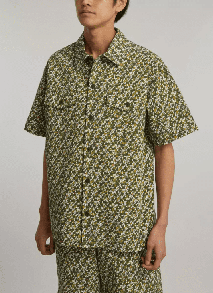 A.P.C. x Liberty Chris Khaki Camo Tana Lawn Cotton Liberty Print Short-Sleeve Shirt