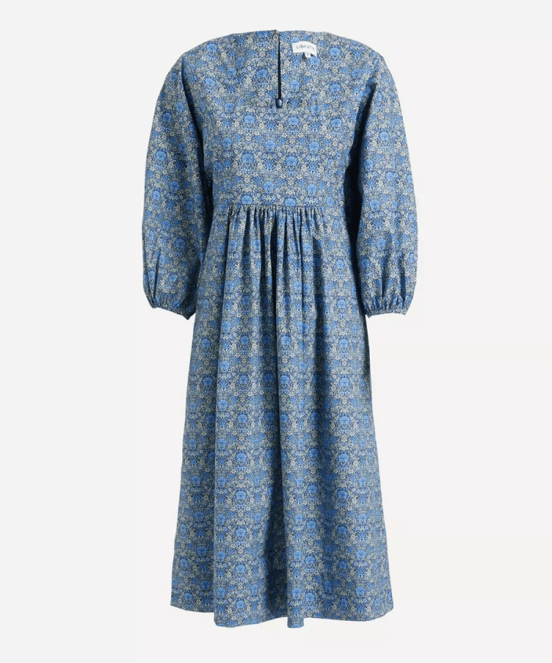 Moon Flower Cotton Poplin Poet Midi Dress