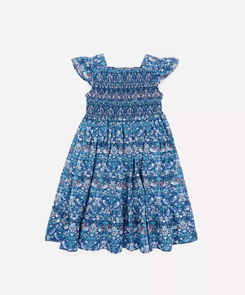 Strawberry Thief Ruched Ruffle Dress 2-10 Years