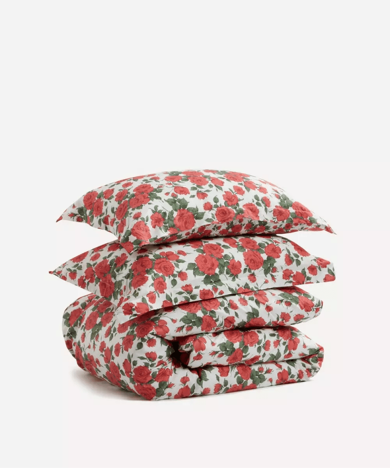 Carline Rose Cotton Sateen Duvet Set - Red