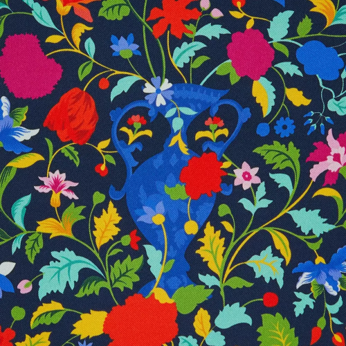 Garden of Adonis Silk Twill - Blue