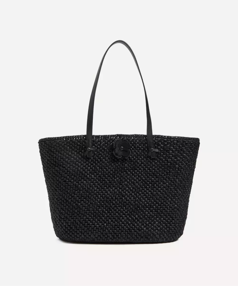 Raffia Large Toama Tote Bag - Black