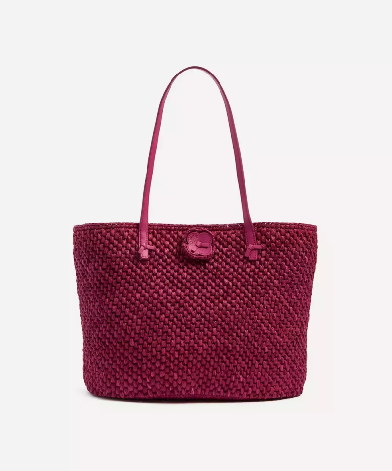 Raffia Large Toama Tote Bag - Fushia