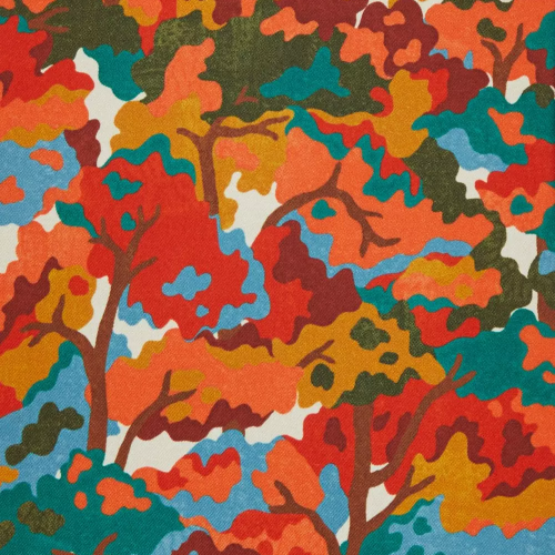 Woodland Canopy Silk Twill - Orange