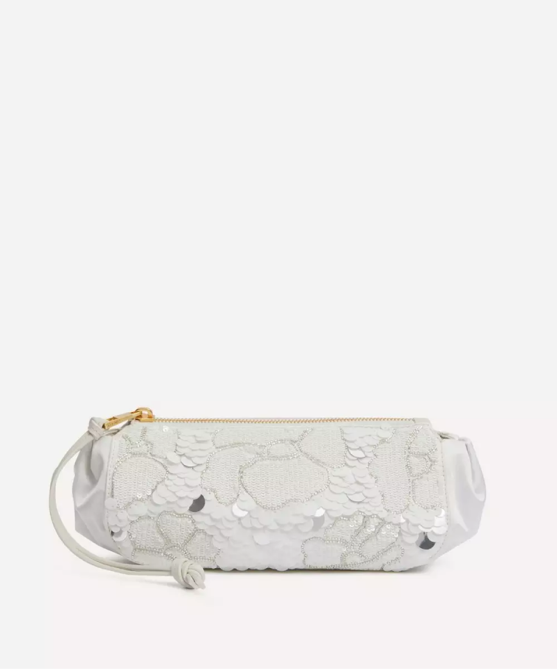 Poppy Dawn Sequin Clutch Bag - White