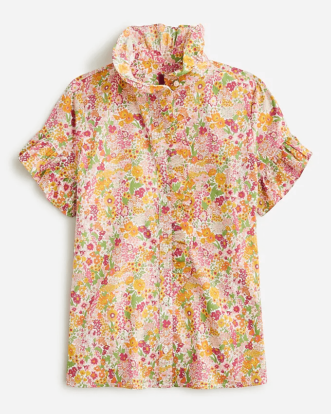 Short-sleeve cottage top in Liberty® Margaret Annie fabric