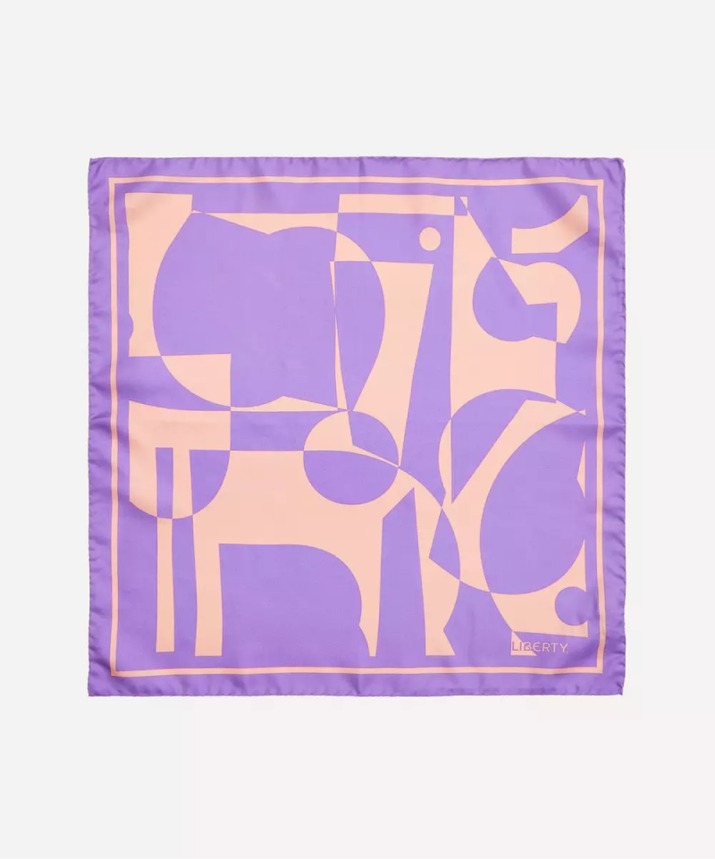 Abstract 45X45 Silk Twill Scarf - Pink