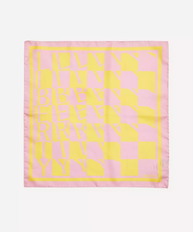 Checkerboard 45X45 Silk Twill Scarf - Pink